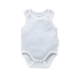 Singlet Bodysuit - Pale Blue Melange Stripe