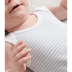 Singlet Bodysuit - Pale Blue Melange Stripe