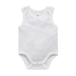 Singlet Bodysuit - Pale Grey Melange Stripe