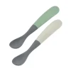1st Age Silicone Spoons Two-tone Travel Set with case - Mineral/Sage Green