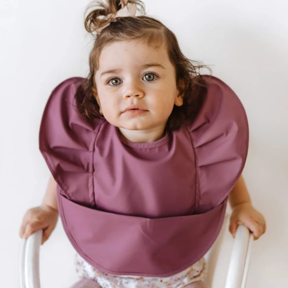 Waterproof Frill Snuggle Bib - Mauve