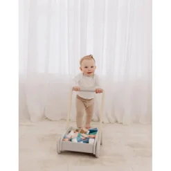 Wooden Baby Push Cart & Walker with Blocks