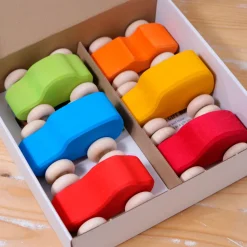 Wooden Cars Set of 6 VARIOUS COLOURS