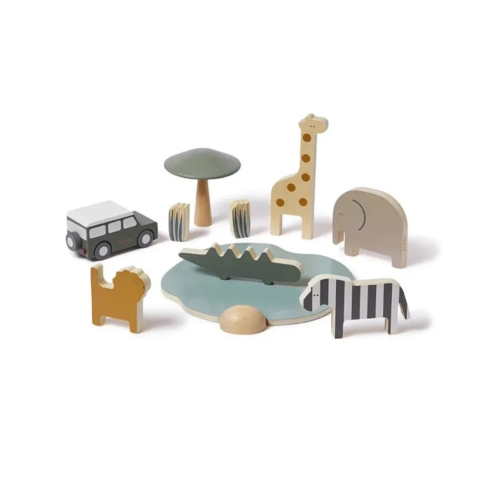 Wooden Safari Animals and Jeep