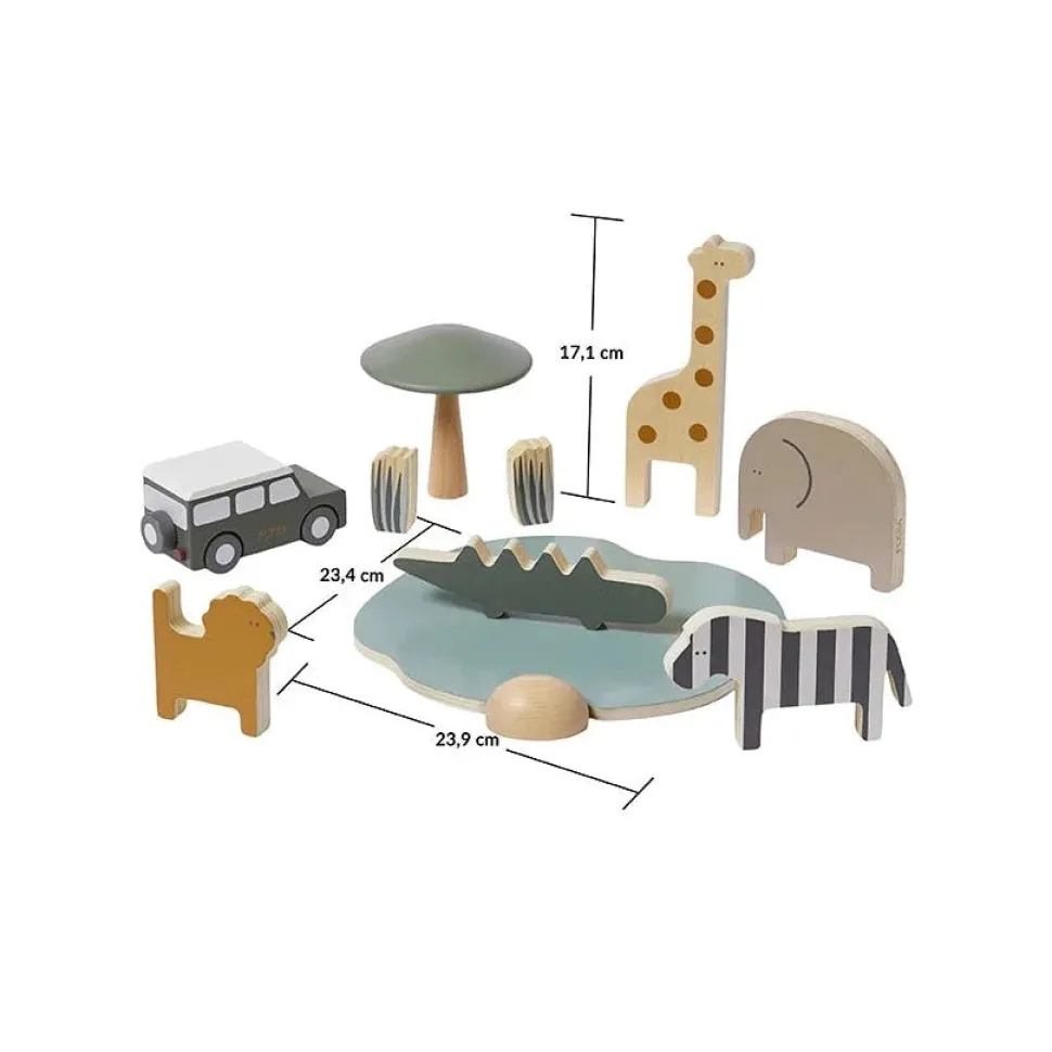 Wooden Safari Animals and Jeep
