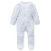 Zip Growsuit - Pale Blue Melange Stripe
