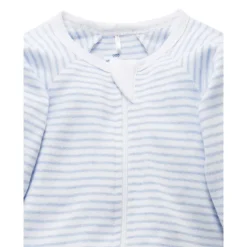 Zip Growsuit - Pale Blue Melange Stripe