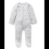 Zip Growsuit - Pale Grey Leaf