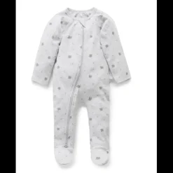 Zip Growsuit - Pale Grey Leaf