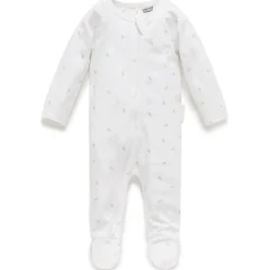 Zip Growsuit - Pale Grey Leaf with Spot