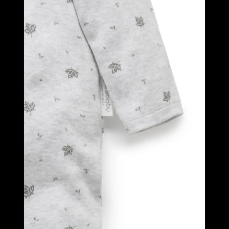 Zip Growsuit - Pale Grey Leaf