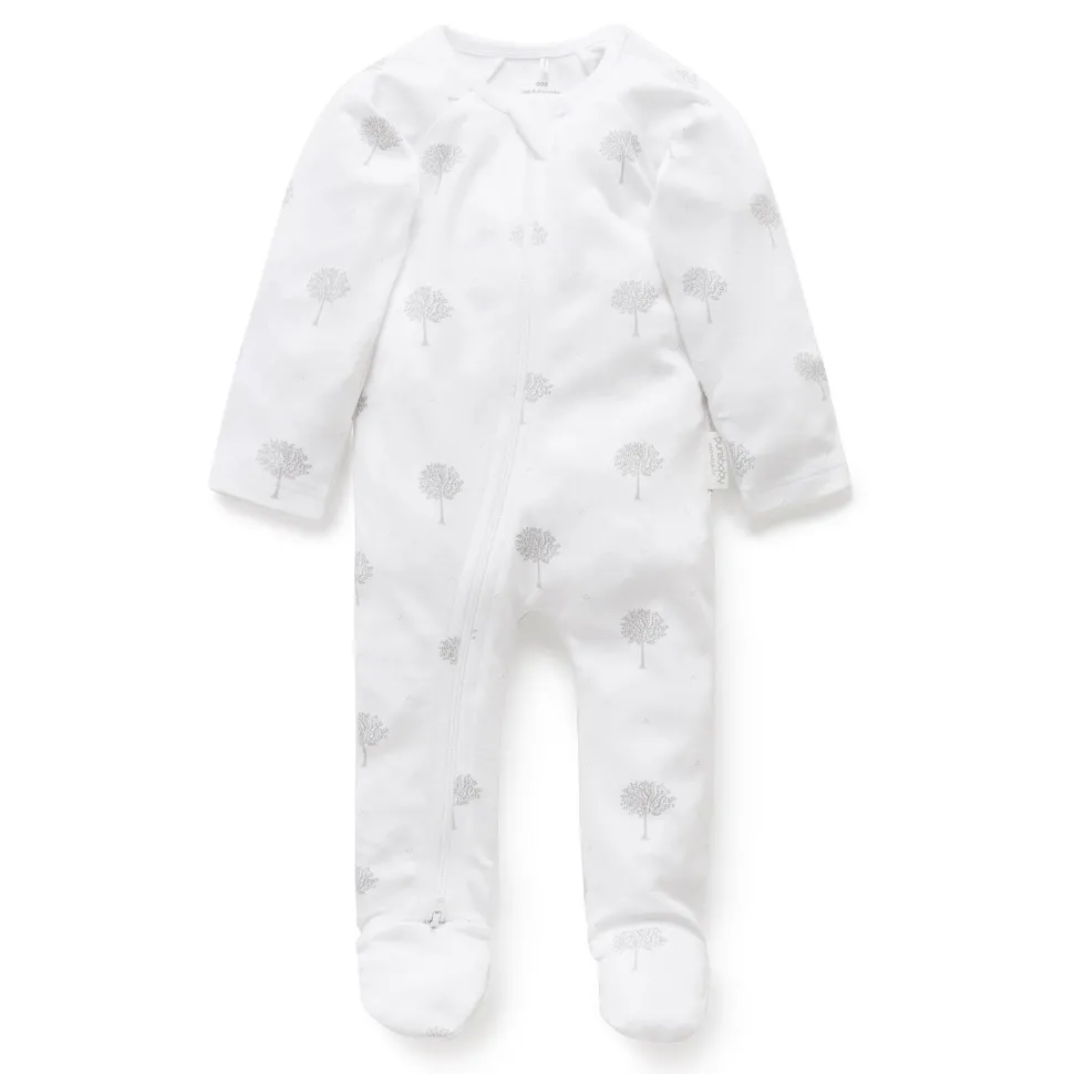 Zip Growsuit - Pale Grey Tree