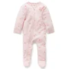 Zip Growsuit - Pale Pink Leaf