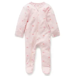 Zip Growsuit - Pale Pink Leaf