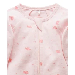 Zip Growsuit - Pale Pink Leaf