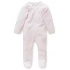 Zip Growsuit - Pale Pink Melange Stripe