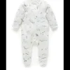 Zip Growsuit - Vanilla Nautical