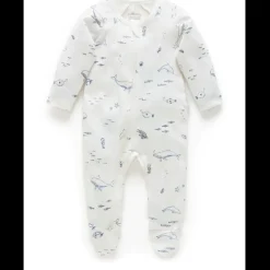 Zip Growsuit - Vanilla Nautical
