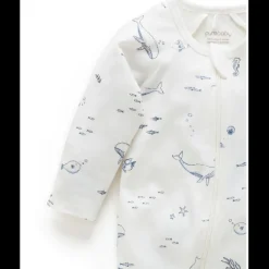 Zip Growsuit - Vanilla Nautical