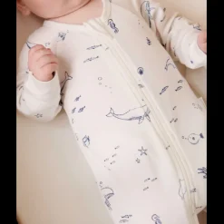 Zip Growsuit - Vanilla Nautical