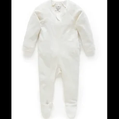 Zip Growsuit - Wheat Melange Stripe