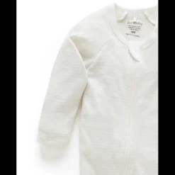 Zip Growsuit - Wheat Melange Stripe