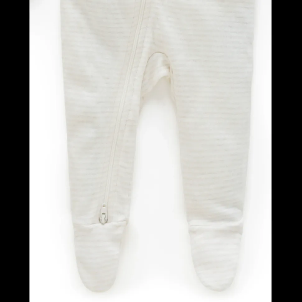 Zip Growsuit - Wheat Melange Stripe